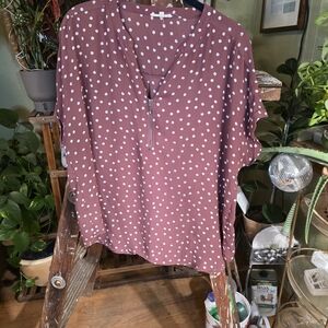 Maurices Maroon Polka Dot Blouse